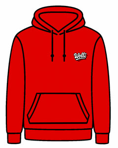 Felpa cappuccio scritta retró ROSSO