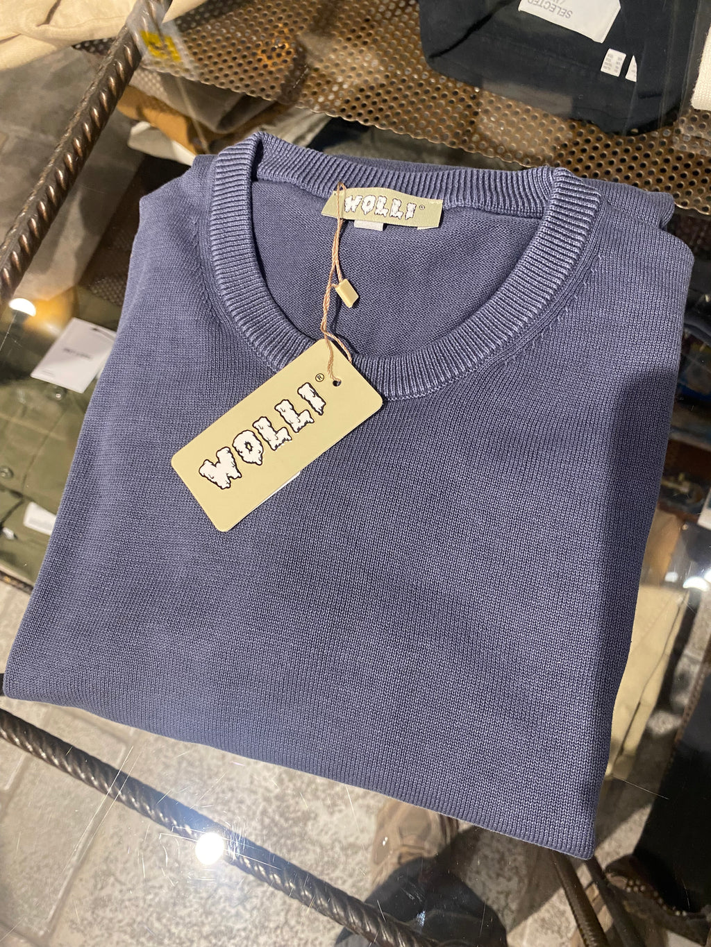 Maglioncino in filo di Filo di Cotone BLU STONE WASH