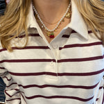 Polo manica lunga Only a righe BORDEAUX