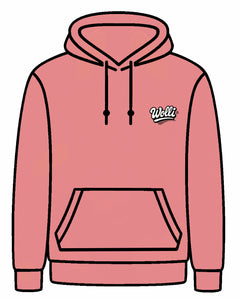 Felpa cappuccio scritta retró ROSA ANTIVO VIVO DRO
