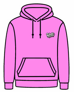 Felpa cappuccio scritta retró FUXIA CHIARO
