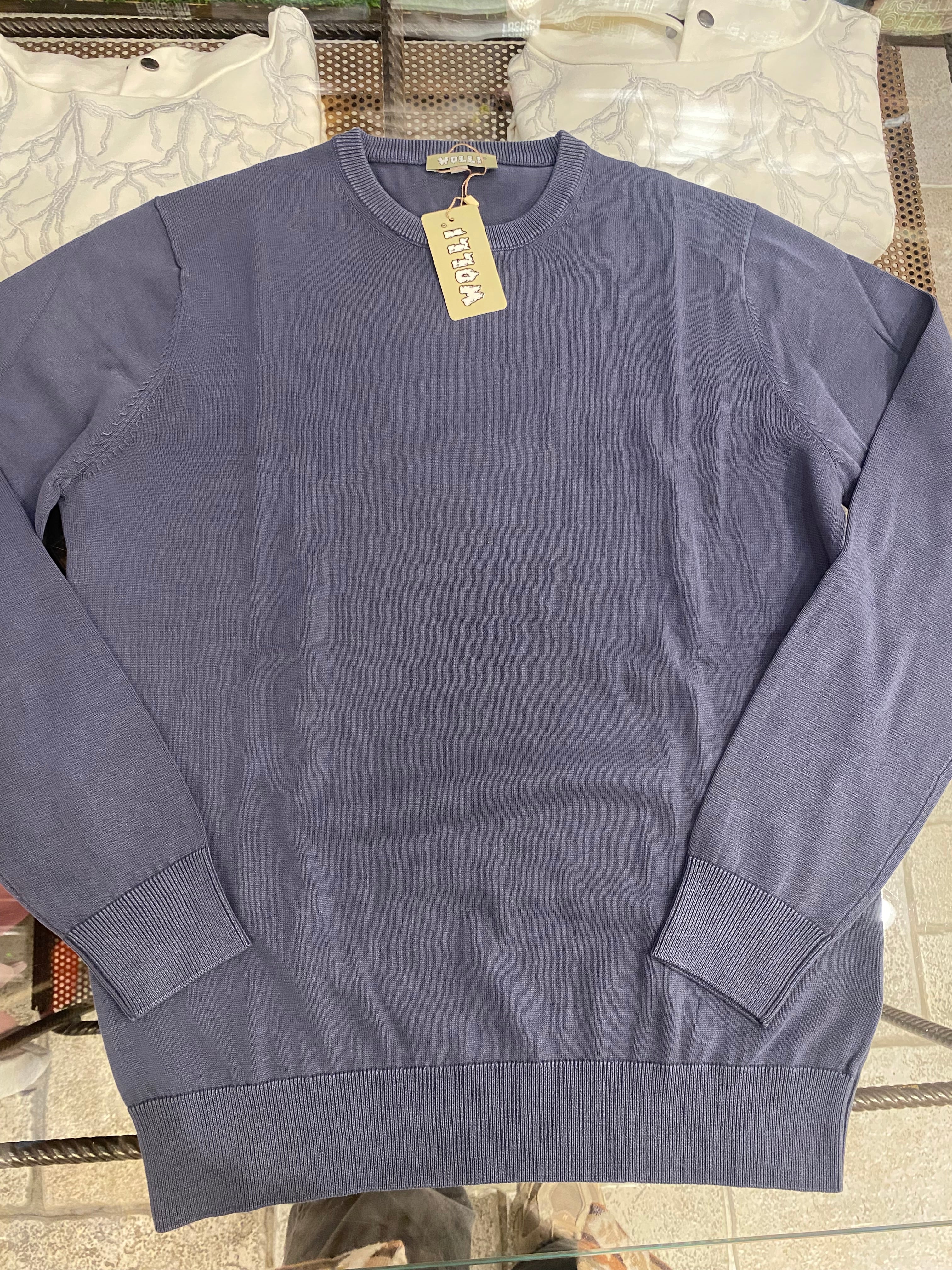 Maglioncino in filo di Filo di Cotone BLU STONE WASH