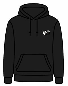 Felpa cappuccio scritta retró NERO