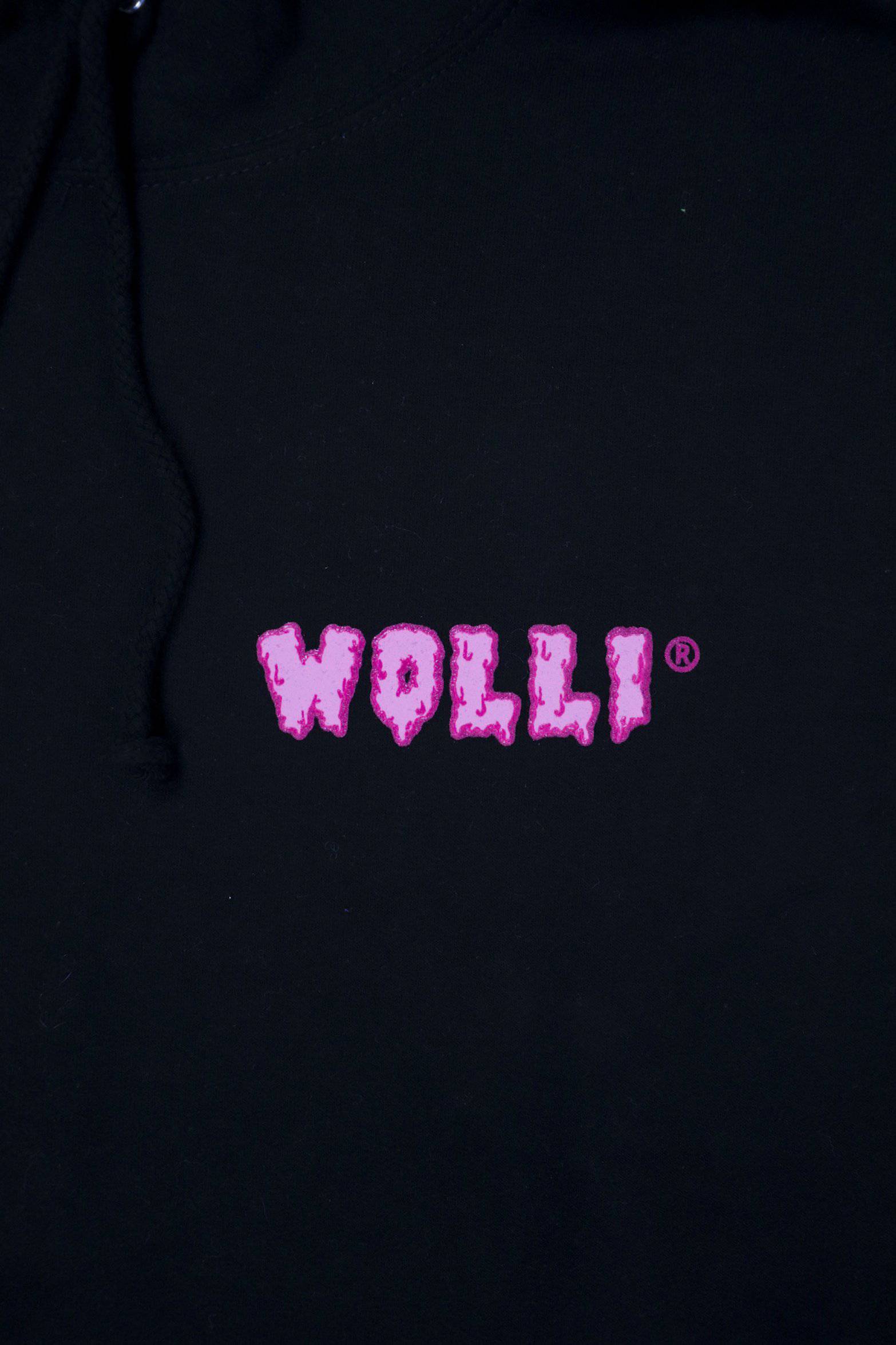 Felpa cappuccio nero con scritta fucsia - Wolli®