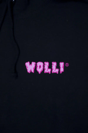Felpa cappuccio nero con scritta fucsia - Wolli®