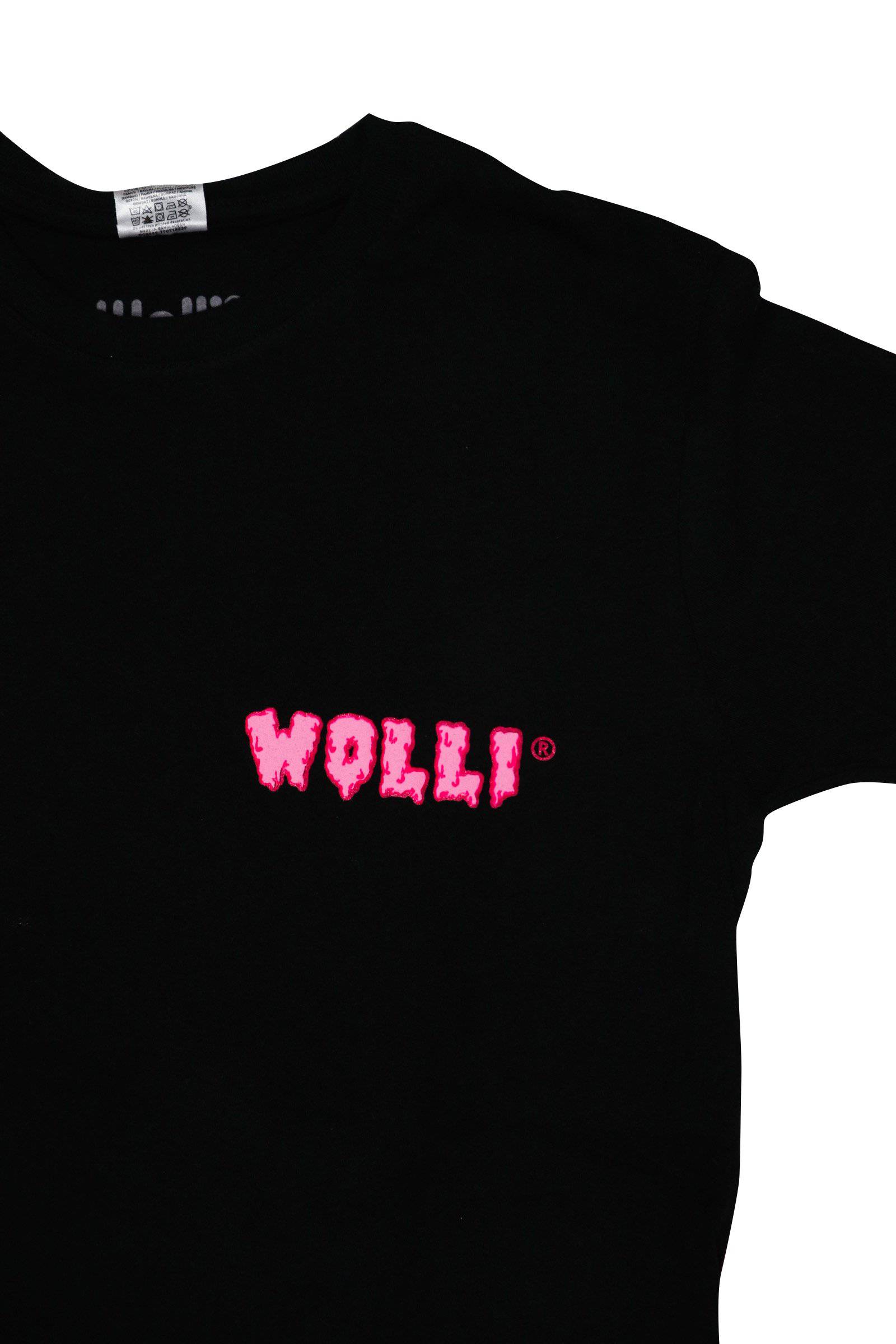 T-shirt nera con scritta fucsia - Wolli®