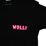 T-shirt nera con scritta fucsia - Wolli®