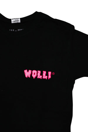 T-shirt nera con scritta fucsia - Wolli®